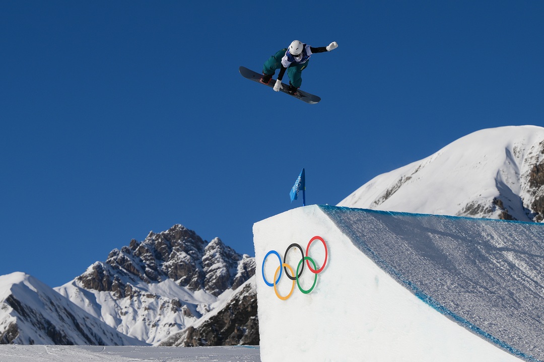 LIVIGNO, ITALY - FEBRUARY 15: Meila Stalker of Team Australia competes in her second run during the Women's Snowboard Slopestyle Qualification on day nine of the Milano Cortina 2026 Winter Olympic games at Livigno Snow Park on February 15, 2026 in Livigno, Italy. (Photo by David Ramos/Getty Images)