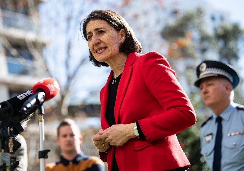 NSW Premier Gladys Berejiklian speaks to the media during a press conference at the NSW Ministry of Health in Sydney, Friday, June 5, 2020. (AAP Image/James Gourley) NO ARCHIVING